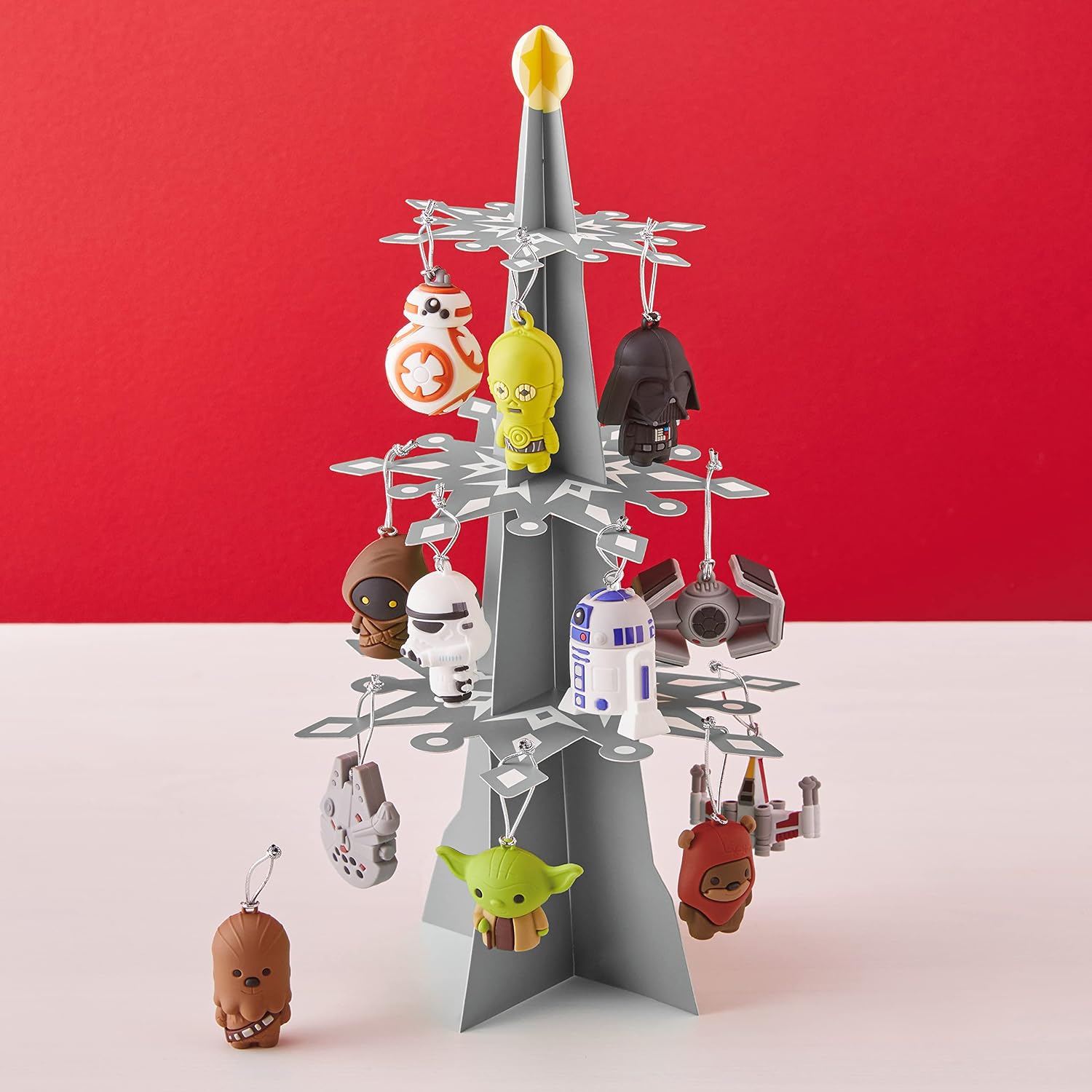 Hallmark Star Wars Countdown Calendar Miniature Christmas Tree Set with 12 Mini Ornaments, May The 4th Be with You