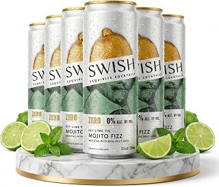 SWISH – 0.0% Alcohol-Free Mocktails - Mojito Fizz (Key Lime Pie) - No Artificial Ingredients, No Preservatives - Sparkling - Ready To Drink - 6 x 12 fl oz