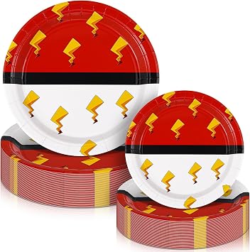 100 Pcs Cartoon Animation Party Plates 9 Red Birthday Paper Plates 7 Disposable Dessert Plate for Birthday Baby Shower Party Decorations Dinner Picnic Tableware