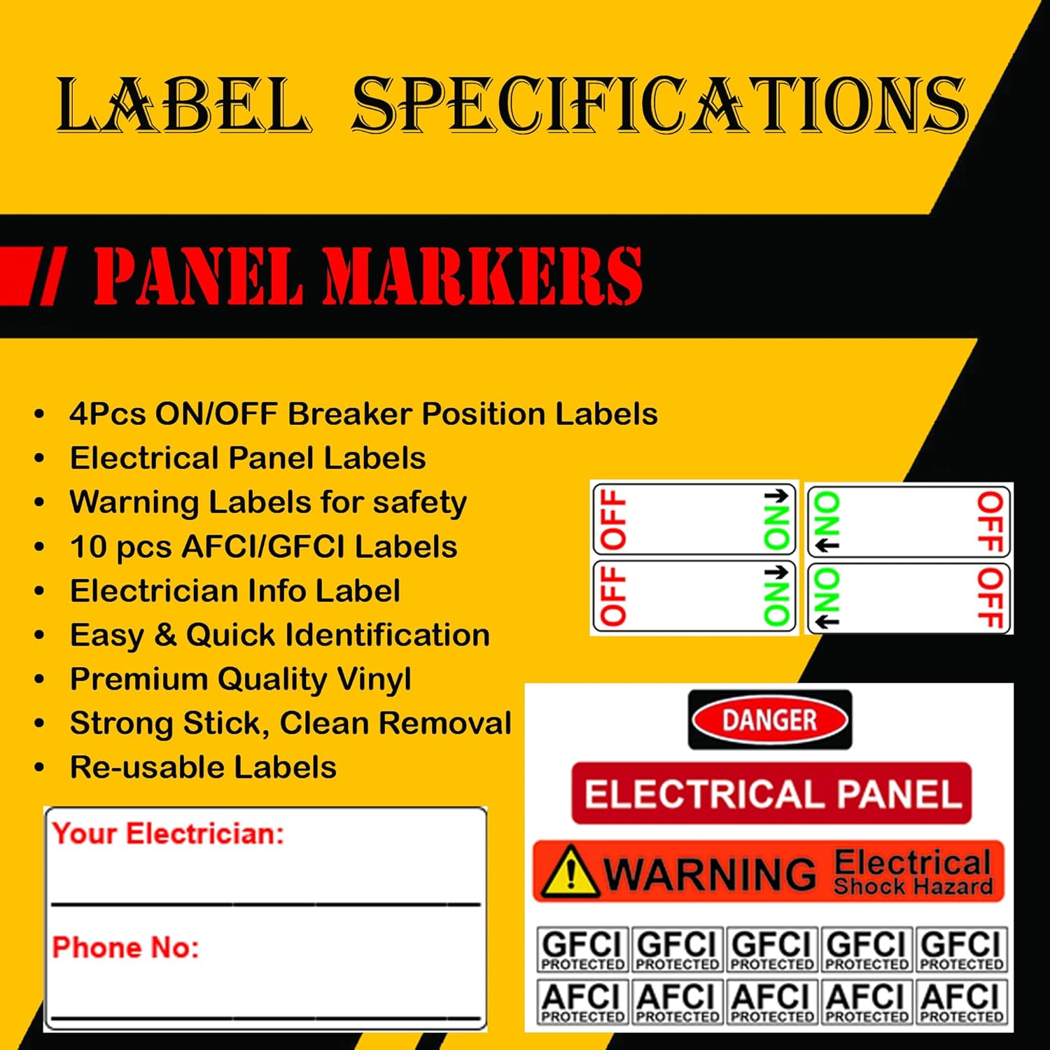 60 Circuits Bidirectional Circuit Breaker Directory Panel Label Kit with Fuse Stickers for Fuse Panel Marker Sticker Sign for Electrical Panel Strong Adhesive Durable Vinyl