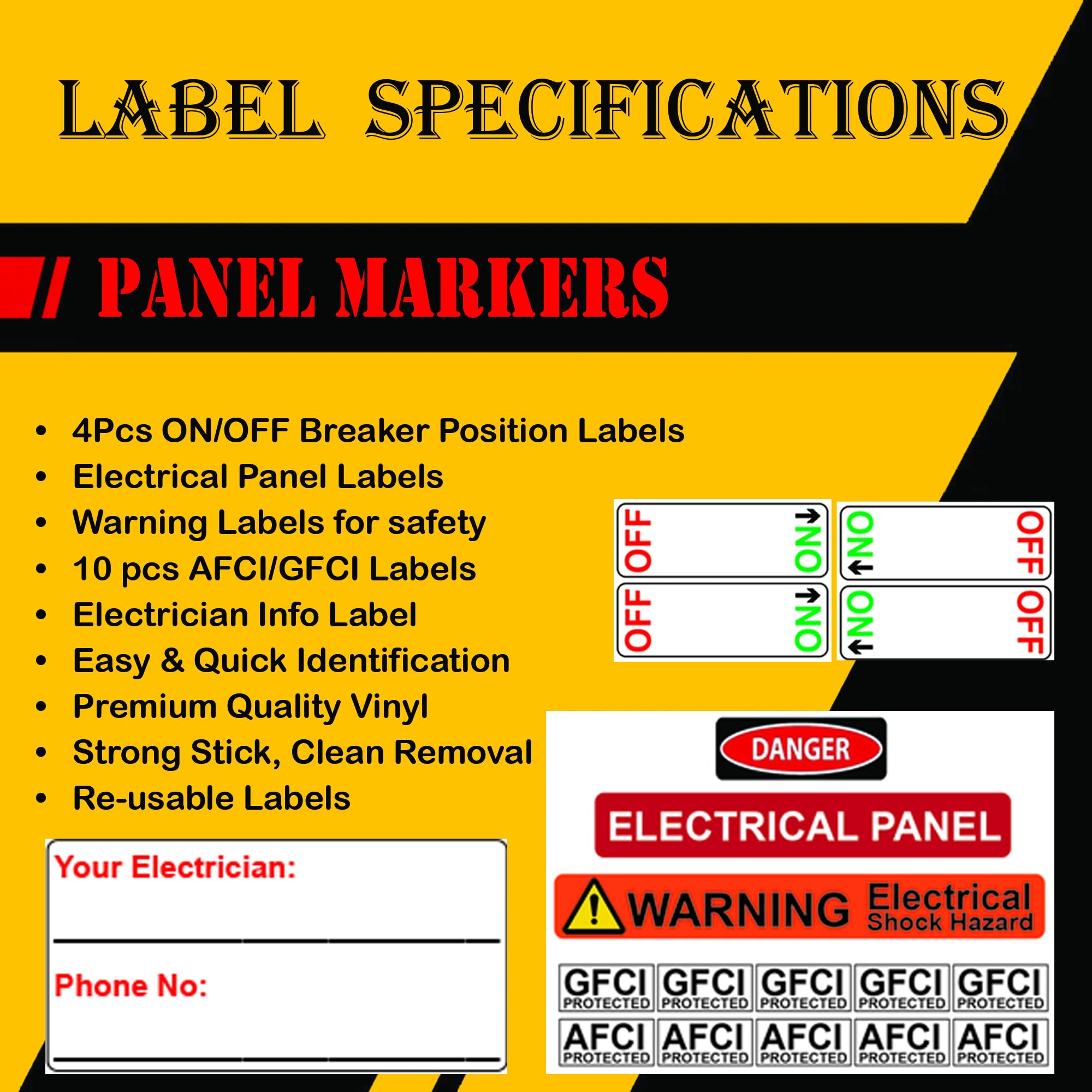 Breaker Panel Labels 16 Pack NEC Compliant Meter Disconnect Labels ...