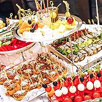 Vista 6 de Meanplan 1000 palillos de cóctel de bambú de 4.72 pulgadas, hechos a mano, palillos de decoración de alimentos con nudo en bucle, palillos de frutas