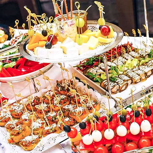 Miniatura 6 de Palillos de cóctel de bambú de 4.72 pulgadas, pinchos de bambú hechos a mano, palillos de dientes de cóctel con nudo en bucle para aperitivos,