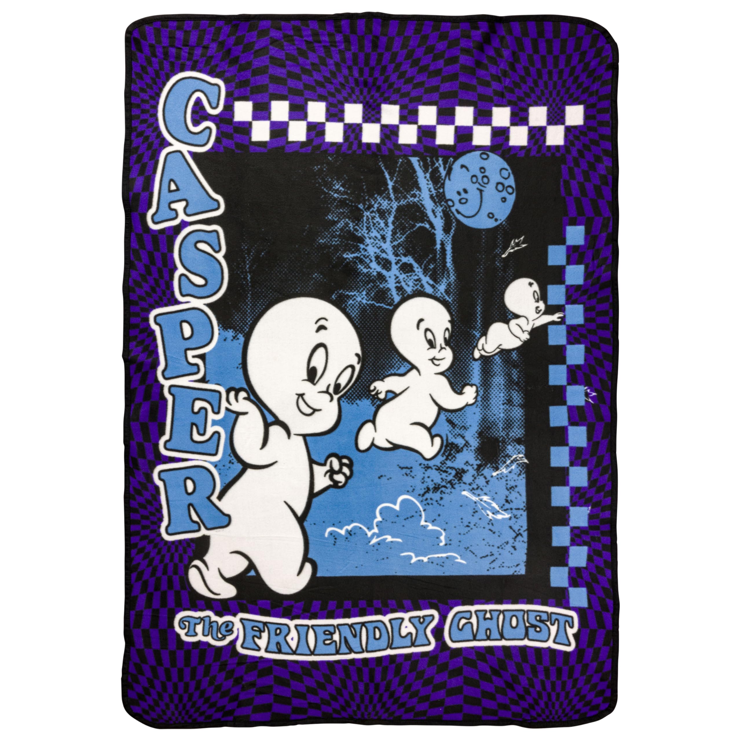 Silver Buffalo Girls Casper The Friendly Ghost Checkerprint 45" X 60" Fleece Throw, Soft And Cozy Blanket, 180 Gsm