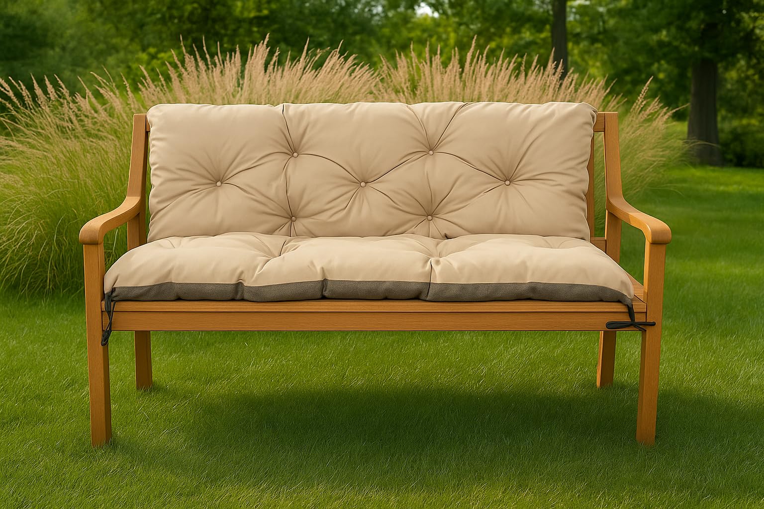 Sitzkissen für Hollywoodschaukel - Sitzbank mit Rückenlehne - Gartenschaukel Kissen - Bankkissen Outdoor (160 x 60 x 50, Beige)