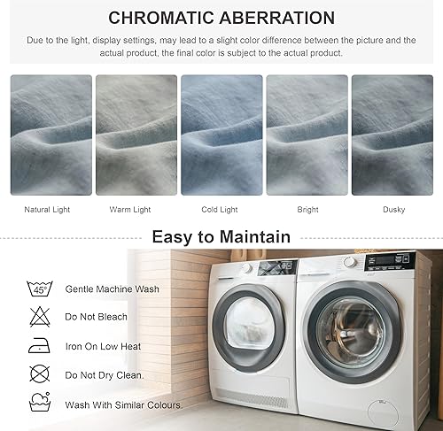 Miniatura 7 de Simple&Opulence - Juego de funda de duvet de 3 piezas, 100% lino francés lavado con volantes, estilo campestre bohemio, tamaño Queen (88x92