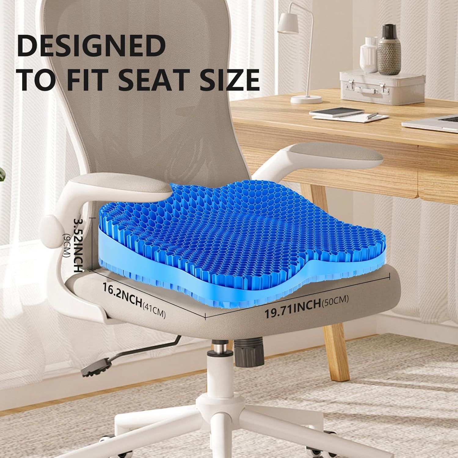 Gel Seat Cushion for Office Chair 3.54in Thick Ergonomic Gel Chair Cushion Seat Pad for Long Sitting Relieve Sciatica Back,Pressure Sore Ulcer Pain,Seat Cushion for Wheelchair Office Chairs Car Seats