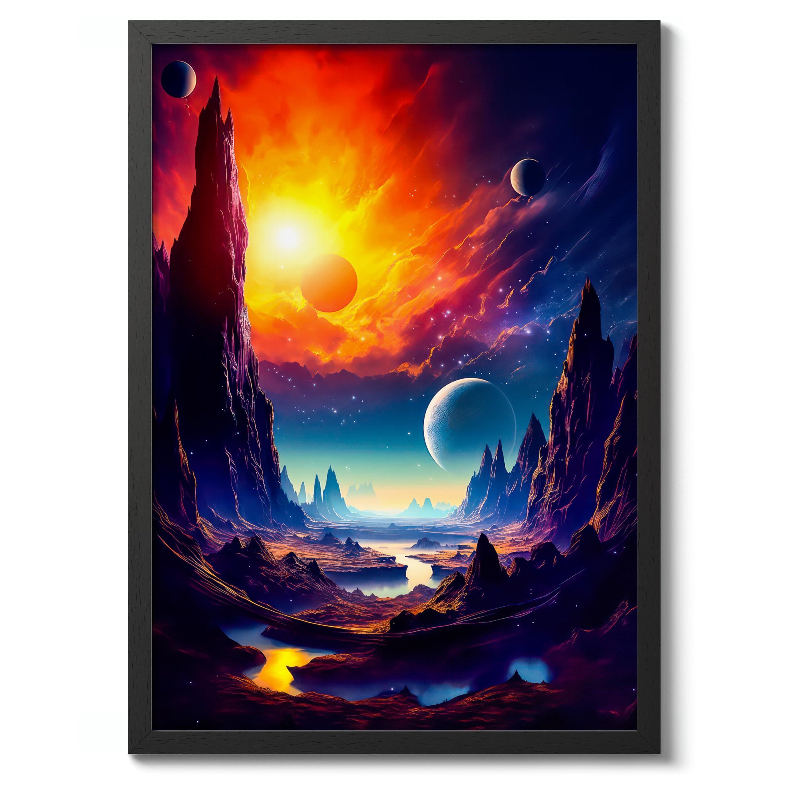 Space Canyon Space Poster, Colourful Abstract Astronomy Wall Art Home Decor, Astronaut Planets Print, Archival Matte, A1 (Black Frame) - 84.1x59.4cm โ image 1