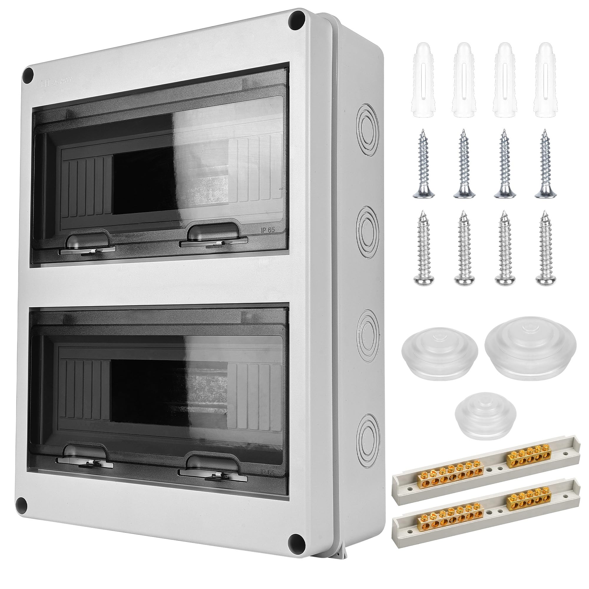 Quadro Elettrico Esterno, Scatola Elettrica da Esterno, Quadro Elettrico Interno di Distribuzione con 2 File, Quadro Elettrico 24 Moduli Impermeabile IP65, Scatola Elettrica da Parete per Giardino