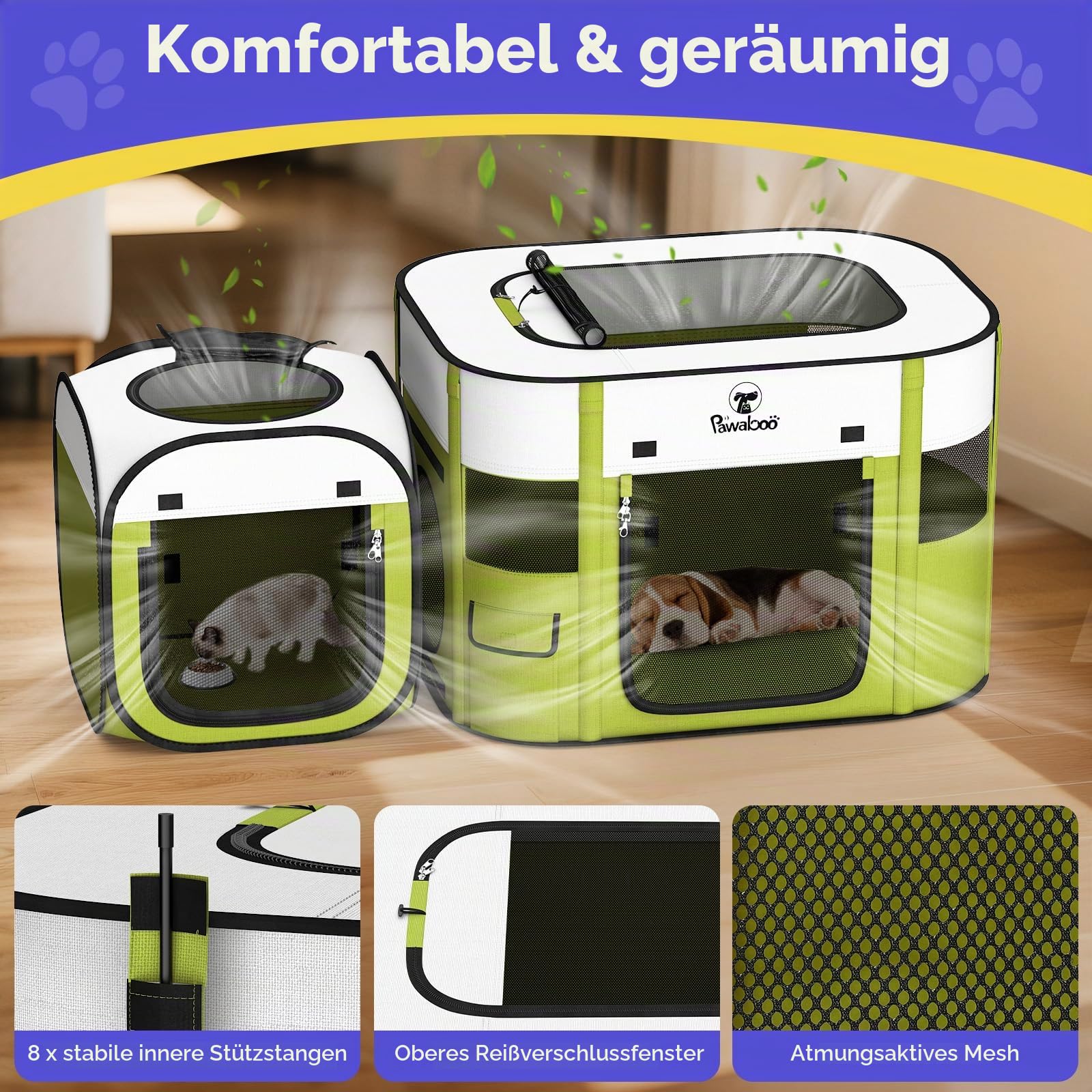 Pawaboo 2-in-1 Hunde Katzengehege, Oxford 600D Stoff