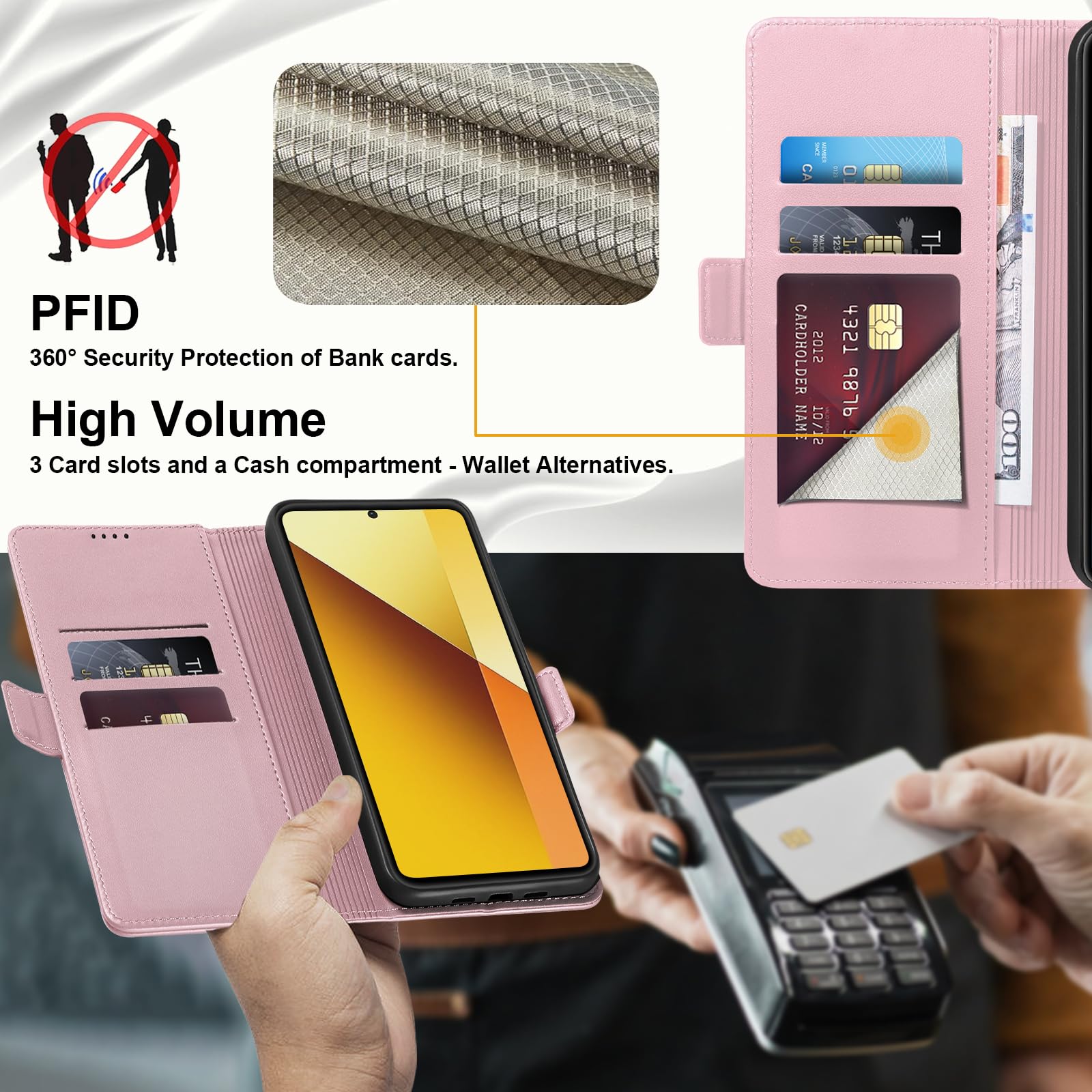 Ivencase Custodia A Portafoglio Per Xiaomi Redmi Note 13 Pro 5G (non 4G) - Pelle PU Nera, 3 Slot Per Carte, Supporto Leggio E Pellicola Inclusa - Antiurto E Magnetico