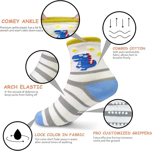 Miniatura 4 de SkiBeaut Calcetines antideslizantes para niños y niñas de 1 a 7 años, 12 pares de calcetines para niños y niñas