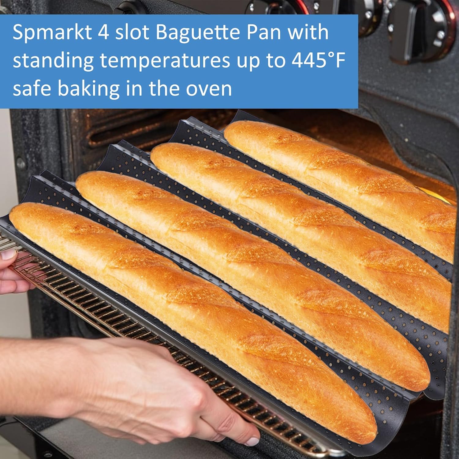 4-Slot French Baguette Pan Set, Non-Stick French Bread Pan, Baguette Baking Pan with Proofing Cloth, Bread Lame, Home Baking Tools Kit for Homemade Bread