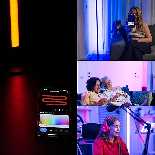 Miniatura 6 de Lámpara de pie inteligente RGB, controlada por Alexa y aplicación, WiFi de 2.4 GHz, control de voz LED con cambio de color, sincronización de