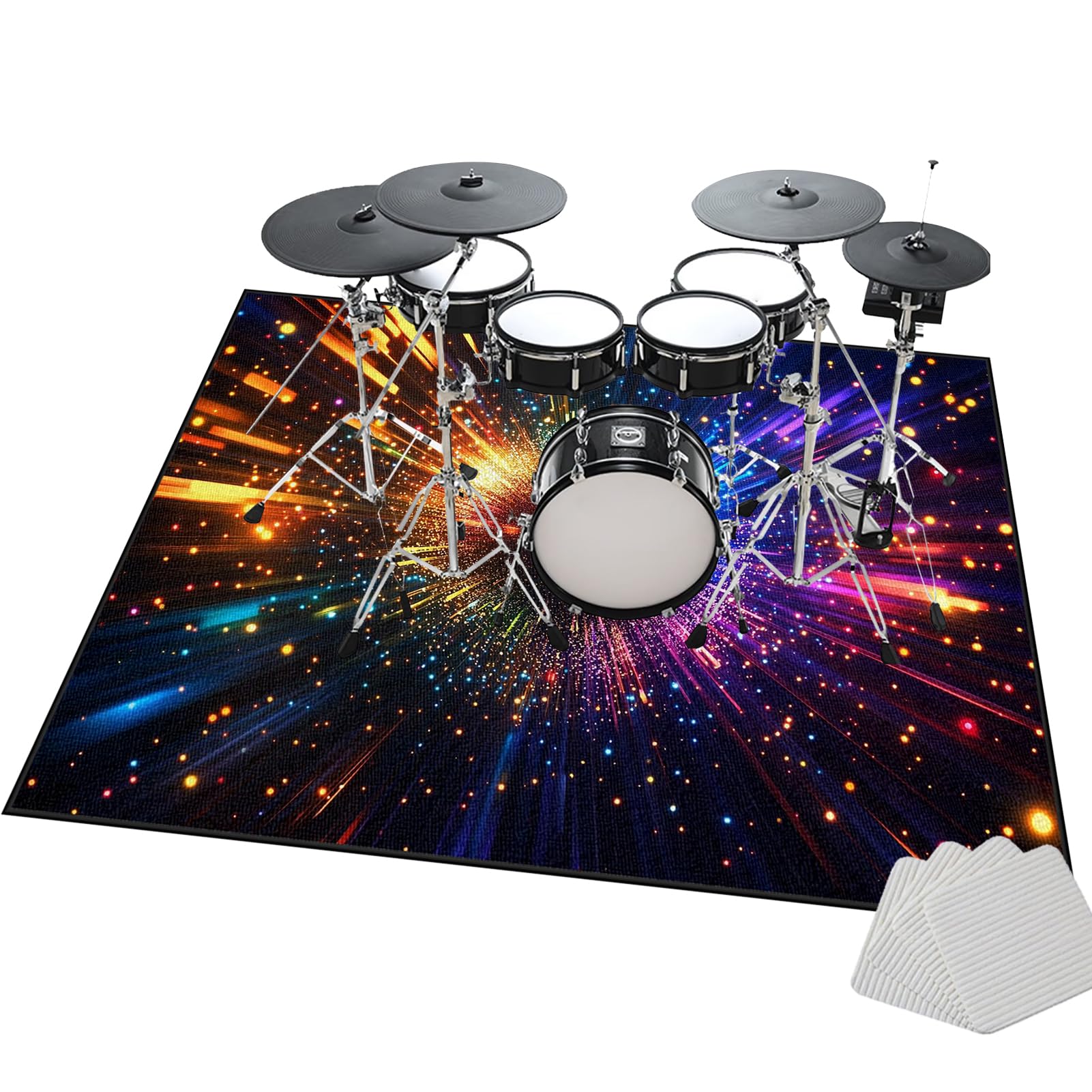 Tappetino per Batteria Elettronica, Tappeto Batteria Insonorizzato, Drum Carpet per Rullante Grancassa Tamburo Jazz Batteria, Tappetini Strumenti Musicali 180 x 140 cm