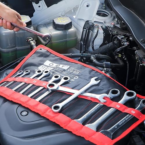 Miniatura 6 de Juego de llaves de 14 piezas, llaves de trinquete versátiles para reparaciones automotrices eficientes, juego de llaves combinadas de grado