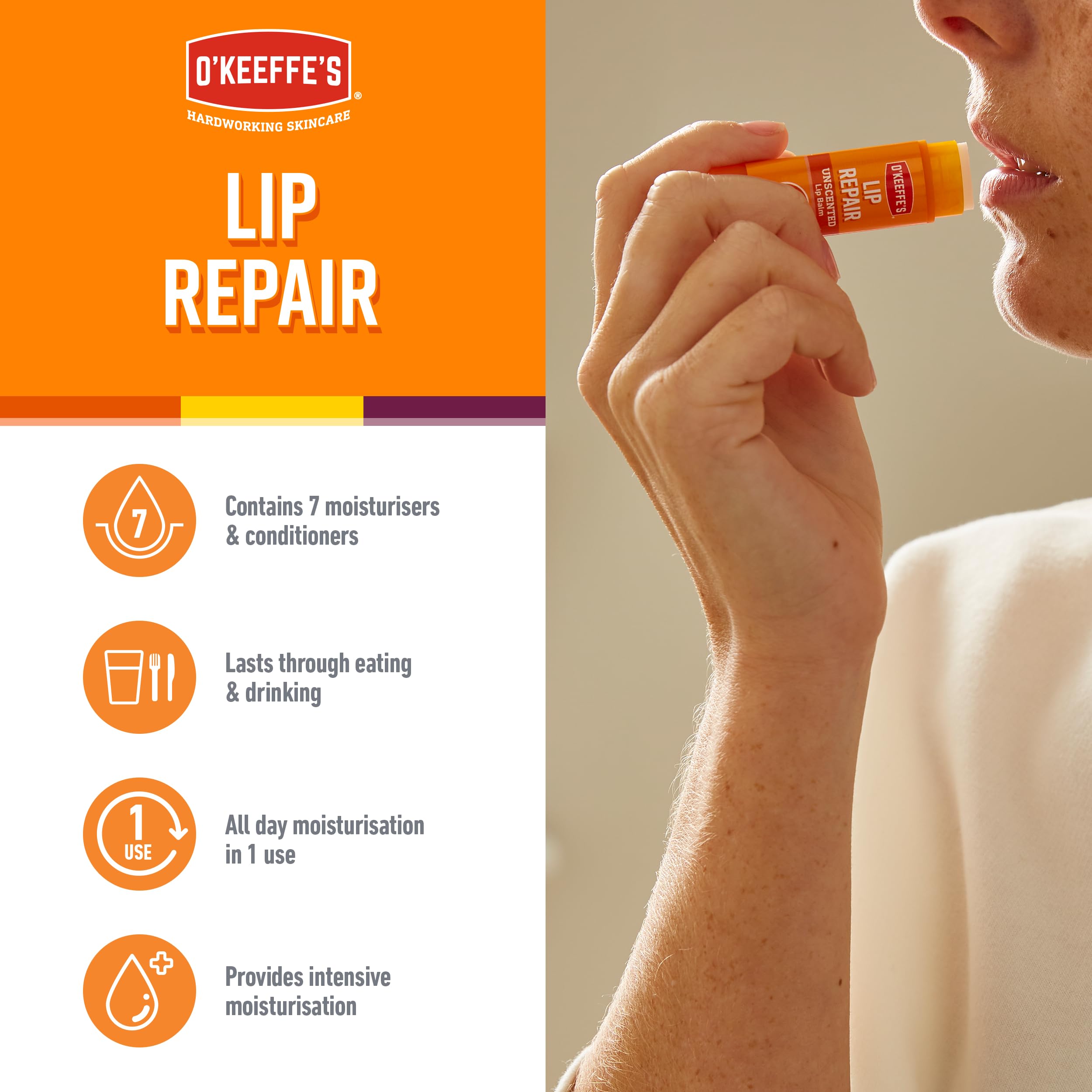 O'Keeffe's Lip Repair Multipack, 3 x 4.2g - Contains Unscented, SPF and Cherry - for Extremely Dry Cracked Lips - Image 2