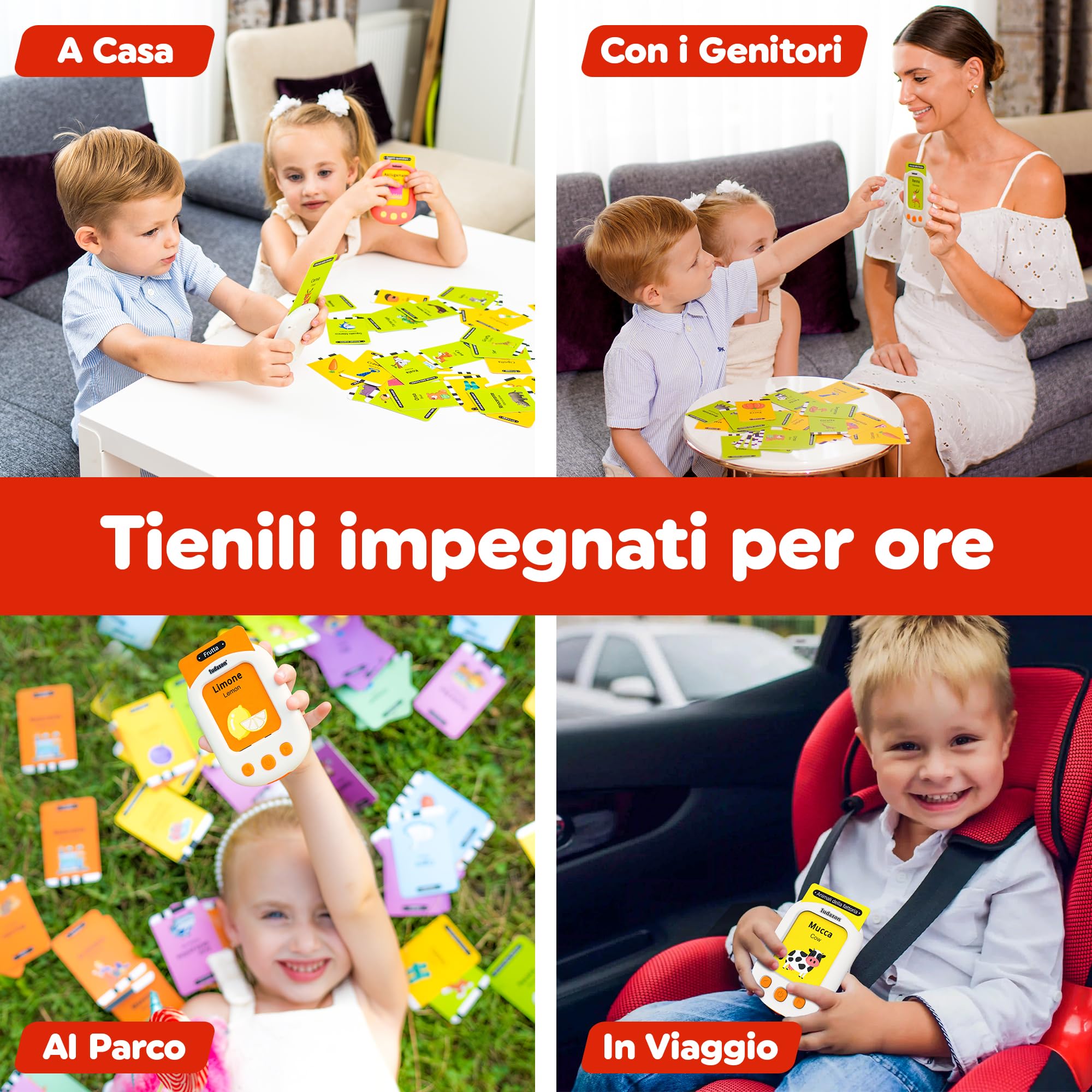 Carte Parlanti Montessori Italiano-Inglese, 224 Vocaboli e 18 Temi Educativi, Il Miglior Giocattolo per Imparare nuove parole in modo Divertente, Idea Regalo 2-6 Anni, Guarda il Video