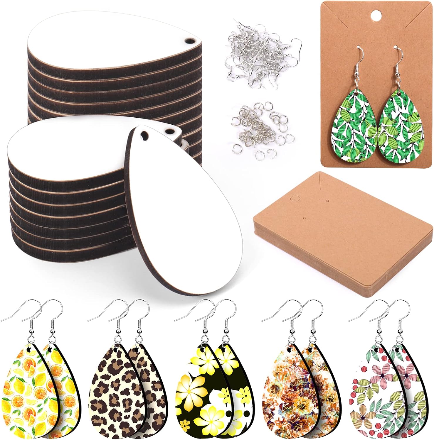 50pcs Sublimation Blanks Products - Sublimation Earring Blanks with Earring Hooks and Jump Rings for Halloween Christmas Women Girls DIY Earring Project Sublimation Accessories