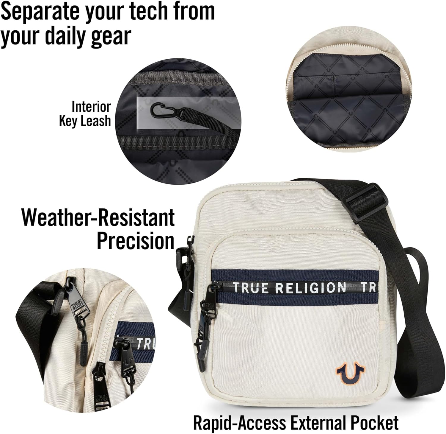 True Religion Small Crossbody Bags for Women and Men - Anti Theft Adjustable Strap Nylon Cross Body Purse for Wallet