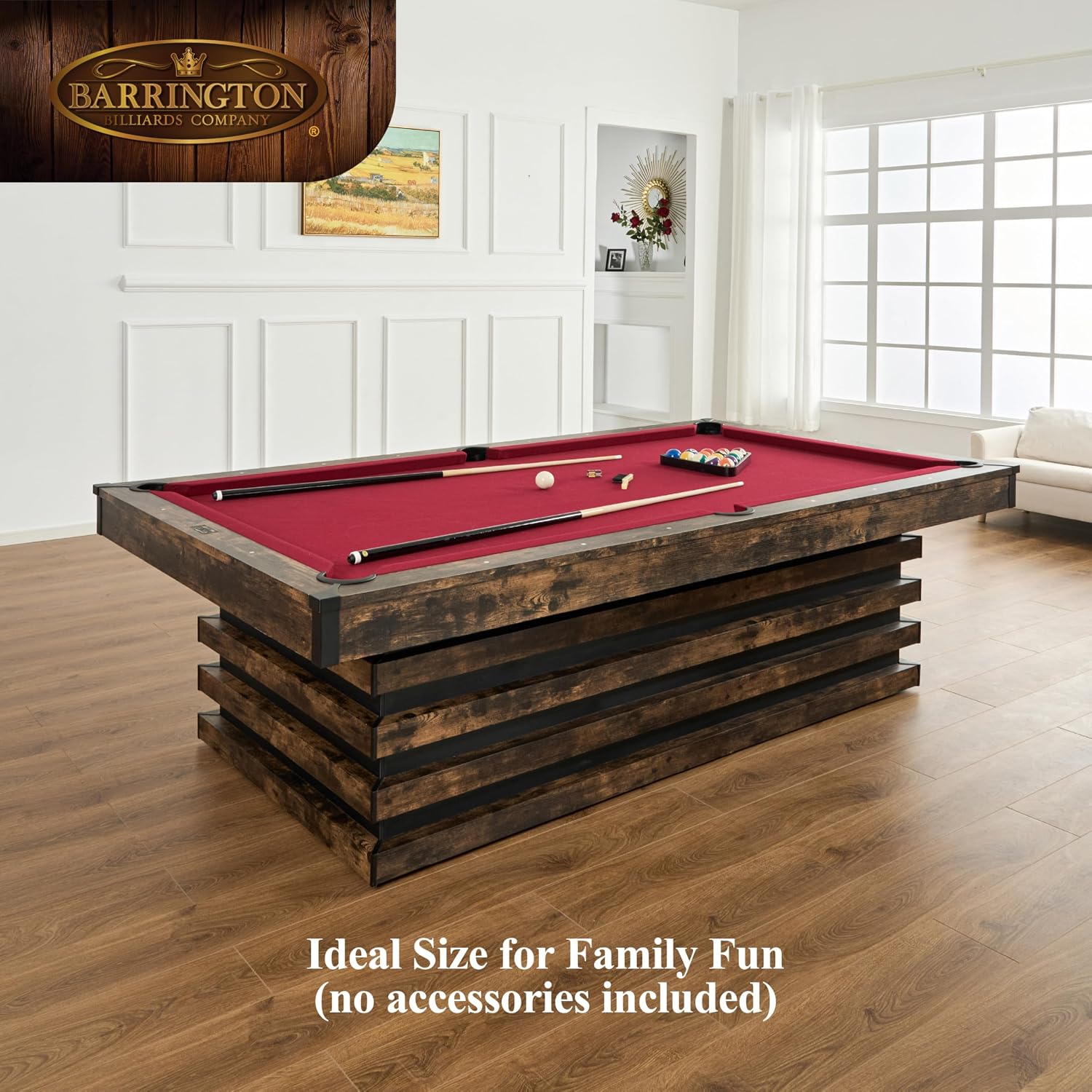 Barrington Billiards Multiple Styles Pool Table, Preassembled Playfields with Complete Billiard Accessory Sets, Perfect for Family Game Rooms | Multiple Styles