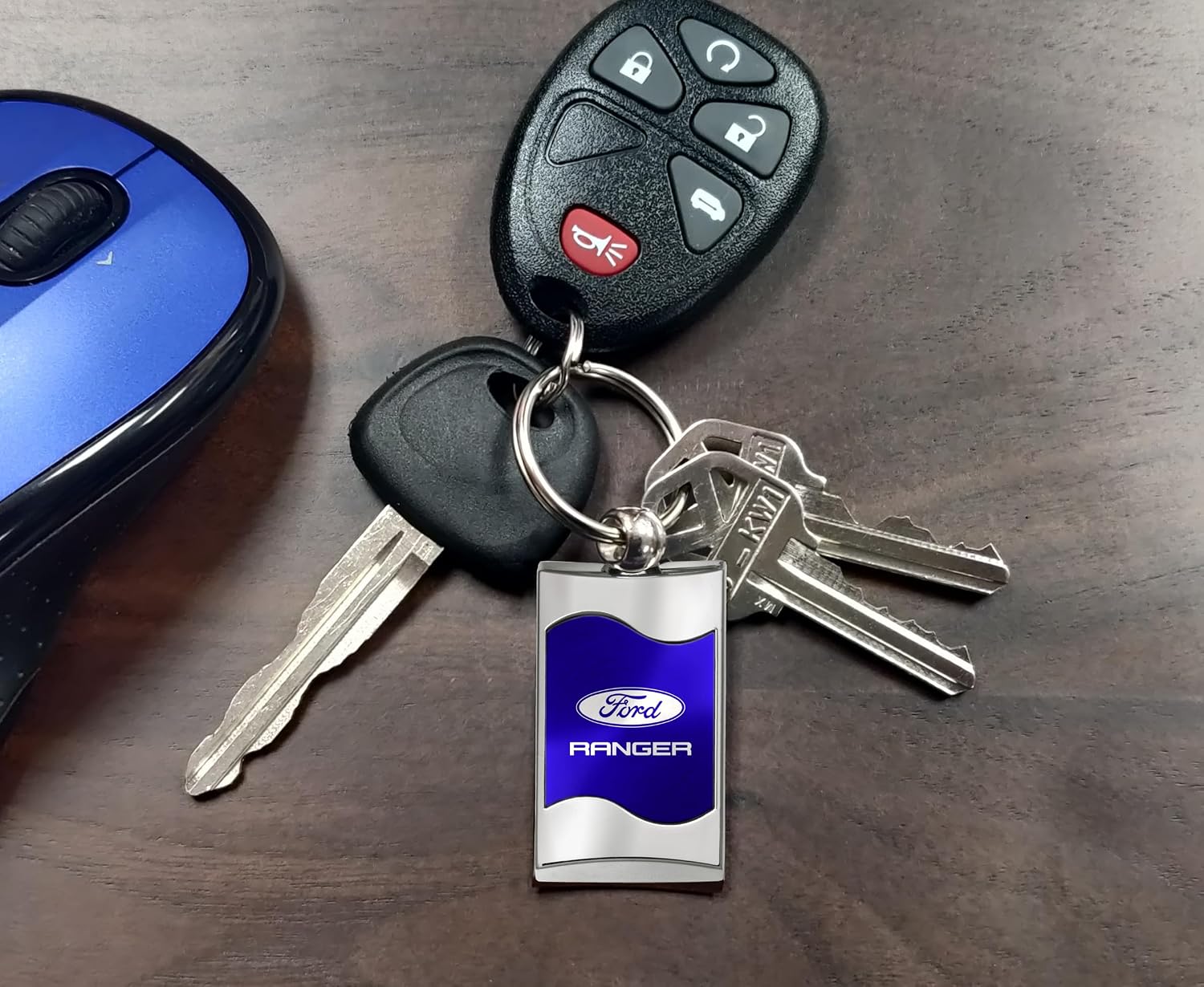 AU-TOMOTIVE GOLD INC. Officially Licensed Rectangular Wave Keychain for Ford Ranger (Blue)