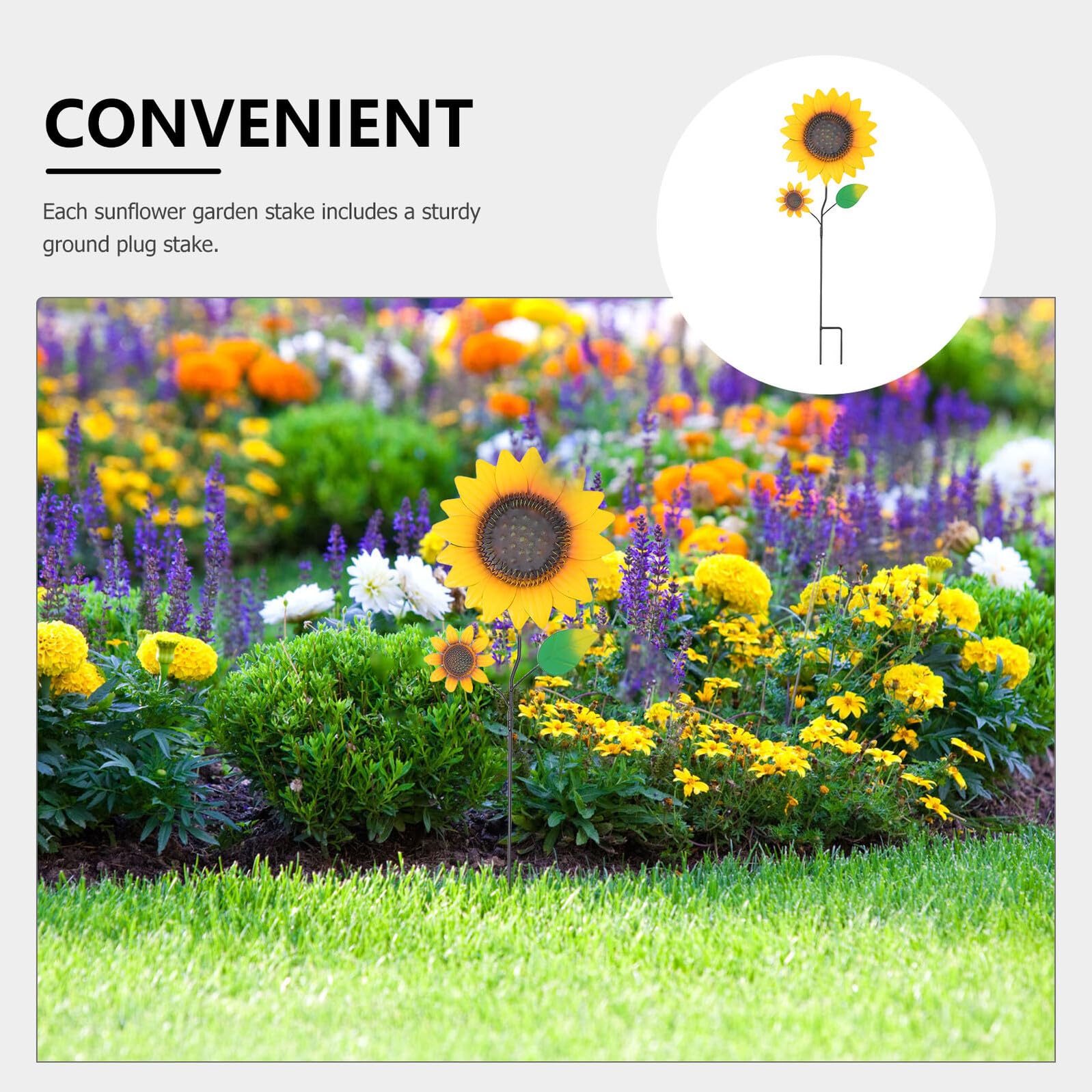 Sosoport Decorazione da Giardino Girasole in Ferro Giallo Paletto