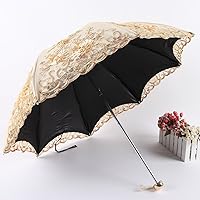 Vista 102 de Honeystore Sombrilla bordada con flor 3D plegable UV con encaje clásico