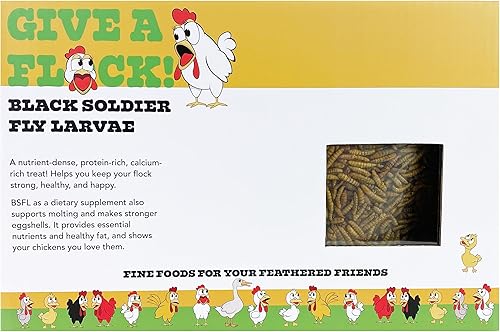 Miniatura 2 de Give a Flock (10 libras) Larvas secas de mosca soldado negro 100% natural sin OMG BSF más calium que comida gusanos grub golosinas para pollos,