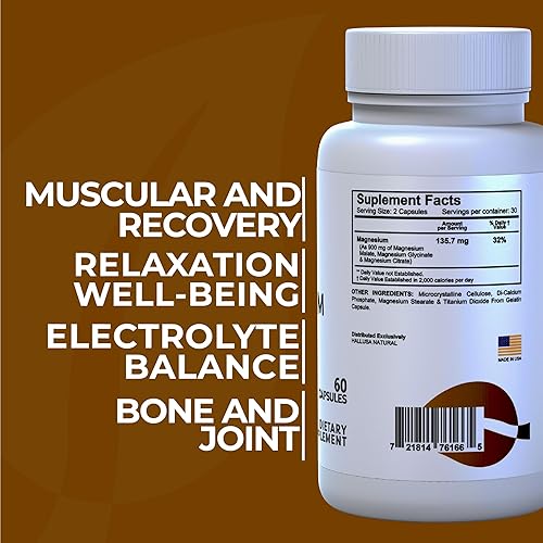 Miniatura 2 de HALL3 Magnesio x 60 Cápsulas  Complejo Triple Magnesio Citrato, Glicinato y Malato  Suplemento dietético para el músculo  Función nerviosa  Calma y