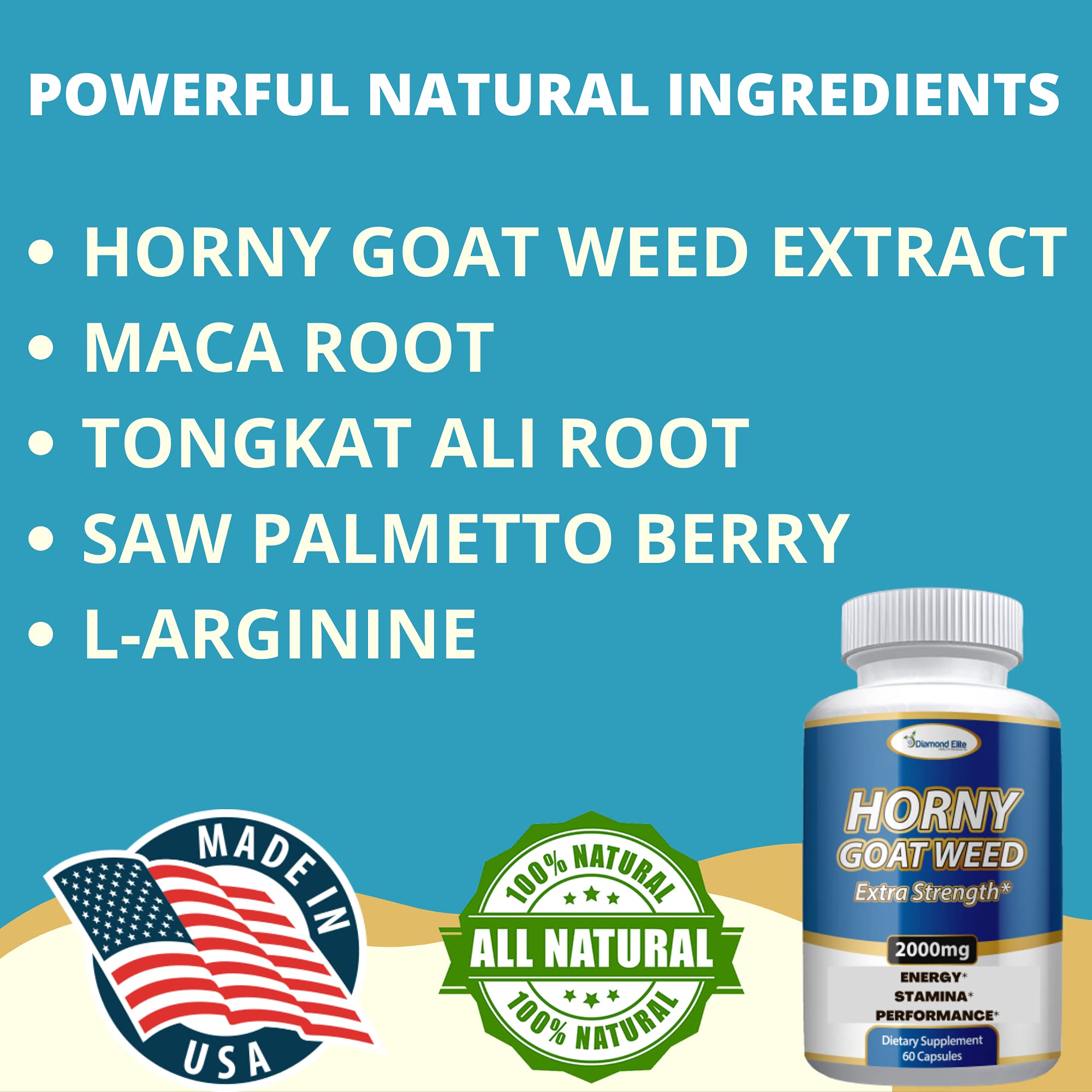 Extra Strength Horny Goat Weed Extract Energy, Performance, & Stamina Booster with Maca, L