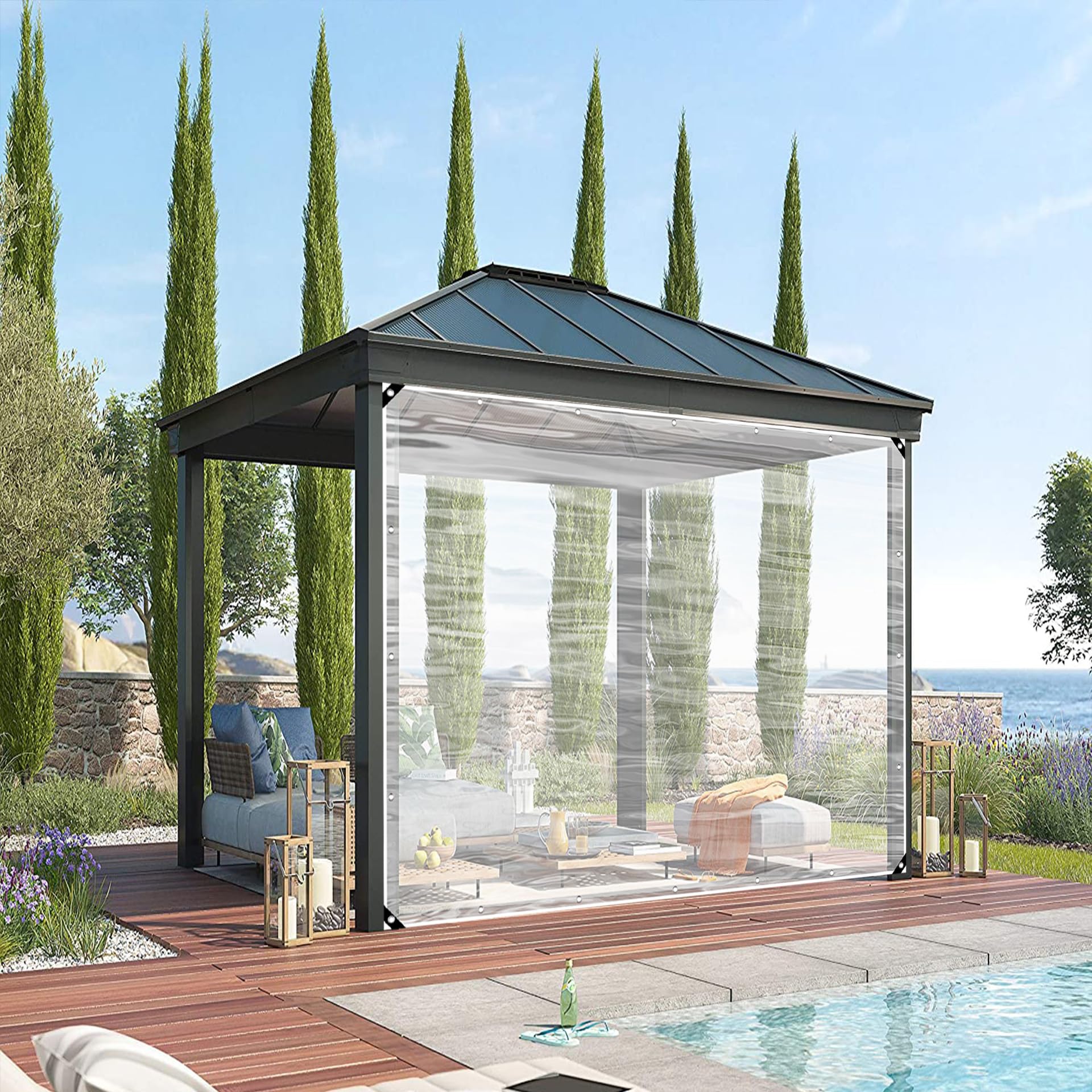 Lona impermeable transparente exterior multiusos resistente a las heladas 75x155