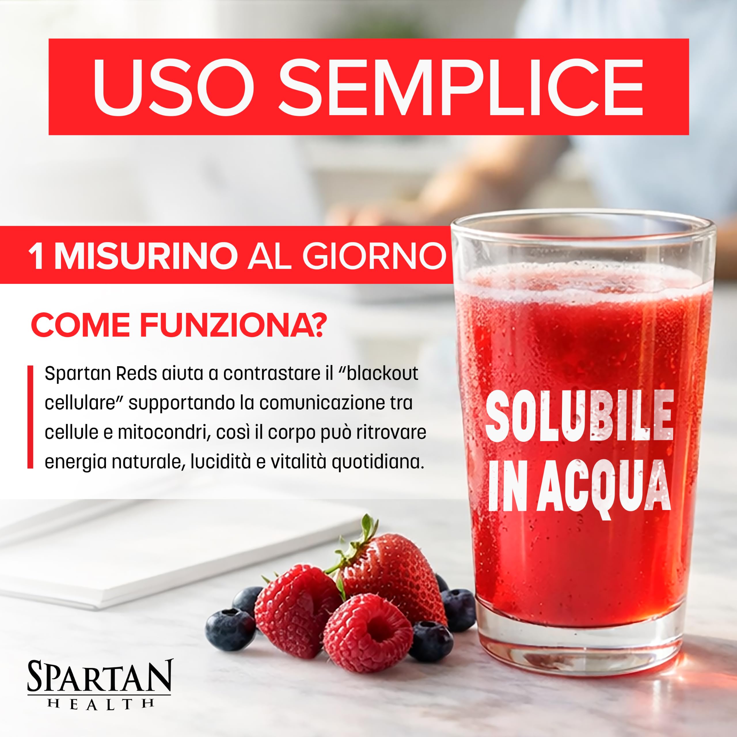 Spartan Health – Spartan Reds – Integratore Antiossidante Energizzante con Maca, Reishi e Noni – L'Evoluzione dell'Estratto di Mirtillo Rosso e Vitamine Vegetali – Superfood in Polvere