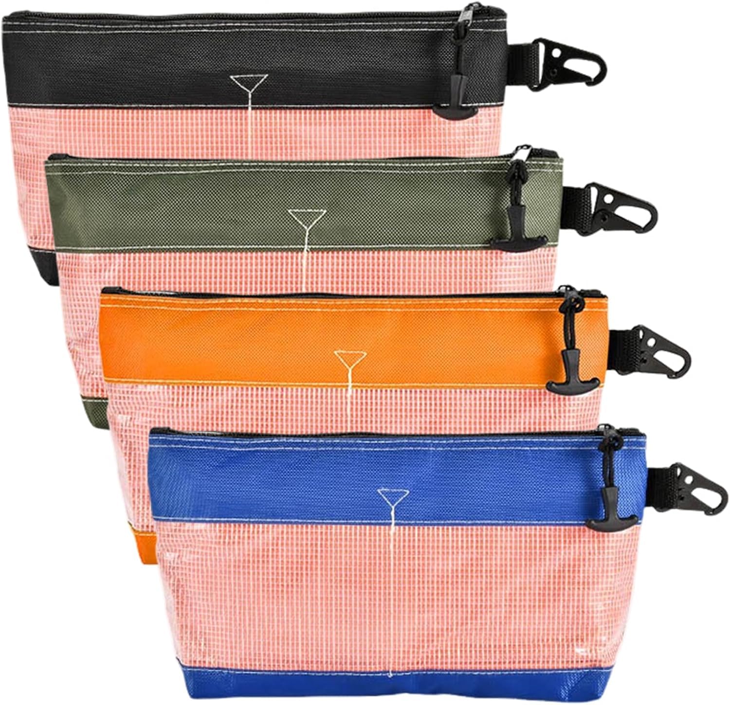 Marvelisk Black/Orange/Green Clear Tool Pouch Set, Heavy Duty Waterproof Tool Bags 27×16.5Cm, Transparent Tool Organiser With Zipper & Carabiner, Reinforced 1680D Oxford Small Tool Bag For Screwdrivers Sockets Accessories