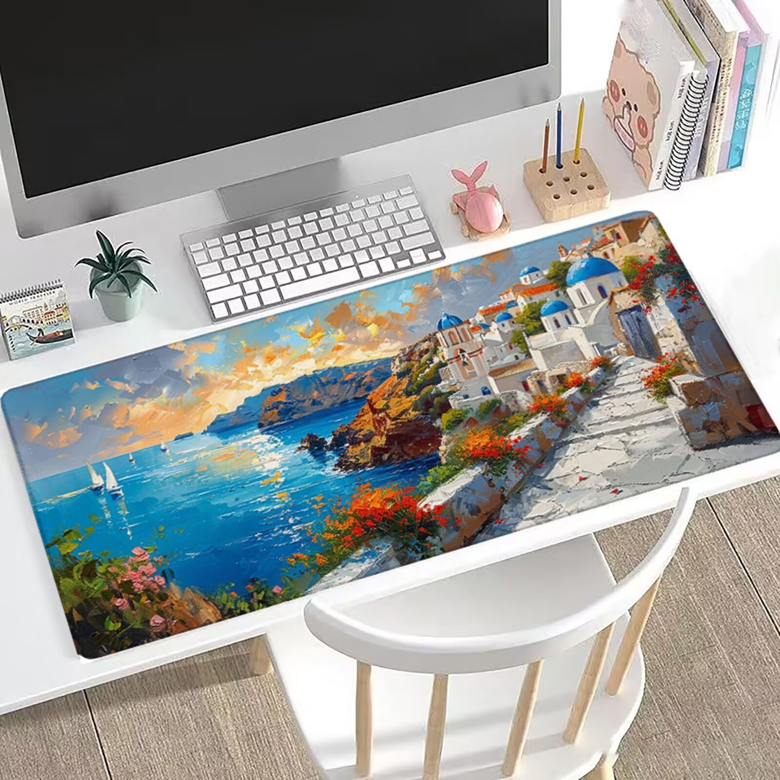 Tappetino Mouse XXL Casa 150x917 cm Mousepad Fiore Sottomano Scrivania Gaming, Base in Gomma Antiscivolo, Bordi Cuciti Rinforzati, Tappeto Mouse Grande per PC Desktop, Regalo Festa del Papà H0-838
