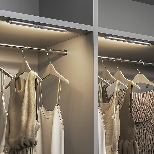SIBI LED Motion Sensor Lights, USB Rechargeable, Eye Protection Design, Stick On Anywhere for Wardrobe, Closet, Stair, Under Cupboard Lighting, Normal White 4000K, 2 Pack