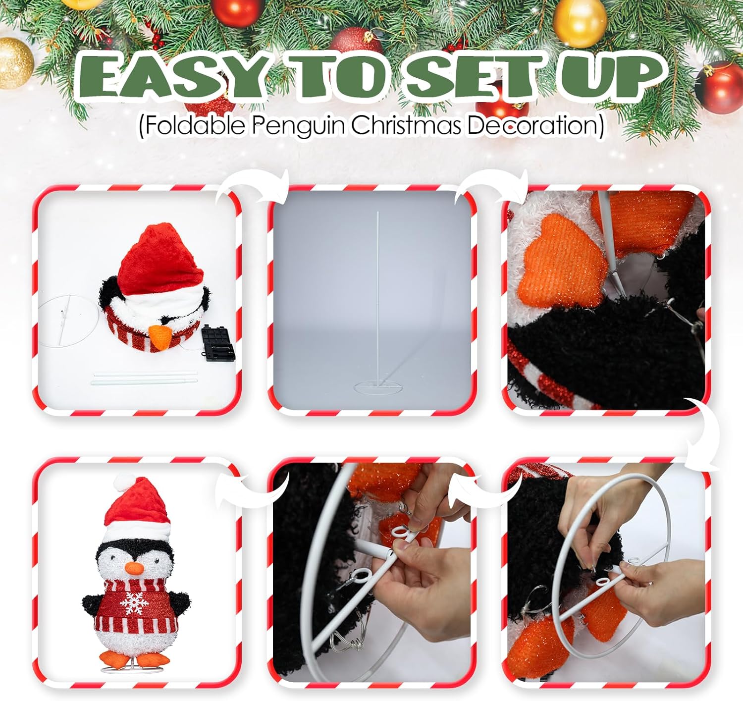 MUMTOP Penguin Indoor Outdoor Christmas Decorations, 28 Inch Pop Up Lighted Penguin,Collapsible Christmas Decorations Outdoor Yard Holiday Decor - Image 3