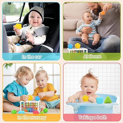 Vista 11 de MINGKIDS Juguetes Montessori 7 en 1 para niños de 1 año, clasificador de formas coloridas, juguetes para apilar y cuerda para tirar, juguetes