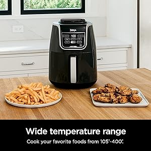 Ninja | XL Single Basket Air Fryer | 5.5 QT Capacity fits 3lbs of Wings | 5-in-1Air Fry, Roast, Bake,Reheat & Dehydrate |Dishwasher Safe Parts & Recipe Guide | Grey |AF150AMZ