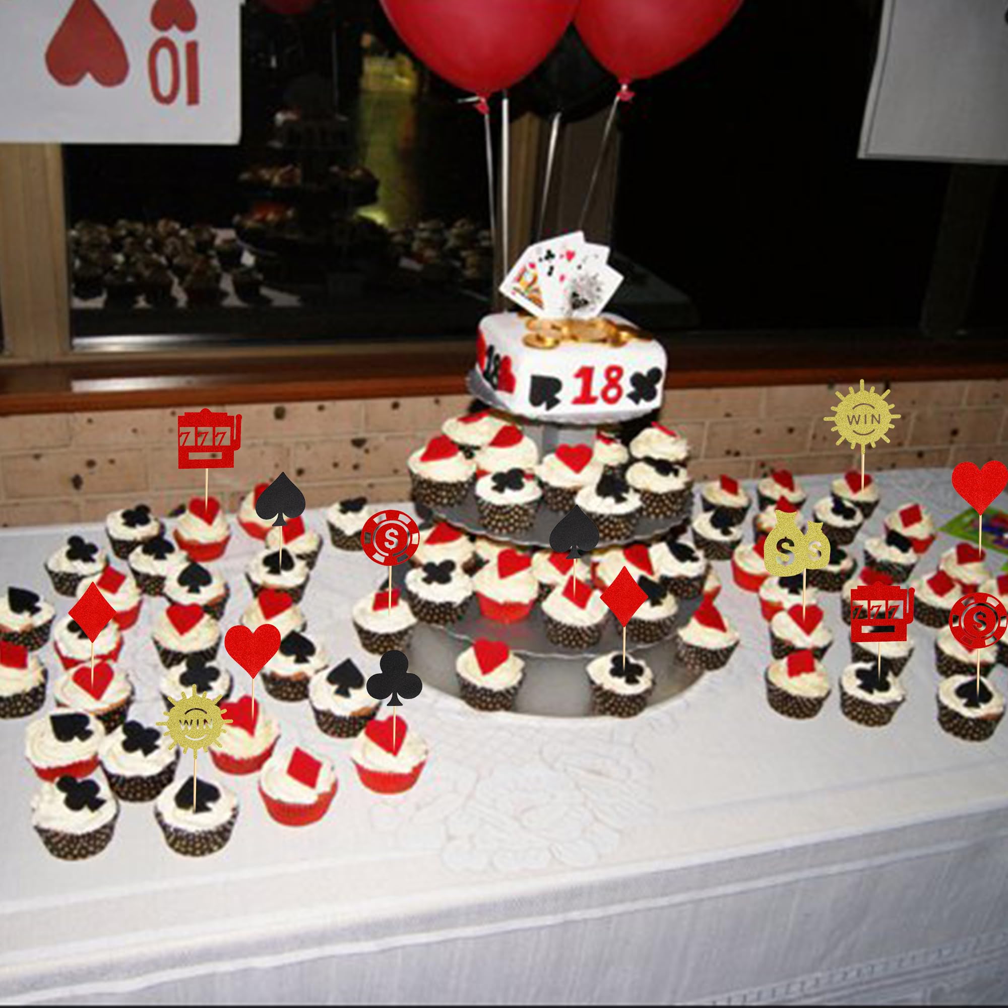Decorazioni Per Torta A Tema Casinò E Poker - Set Di 1 Topper In Carta Colorata - 15x12,7 Cm
