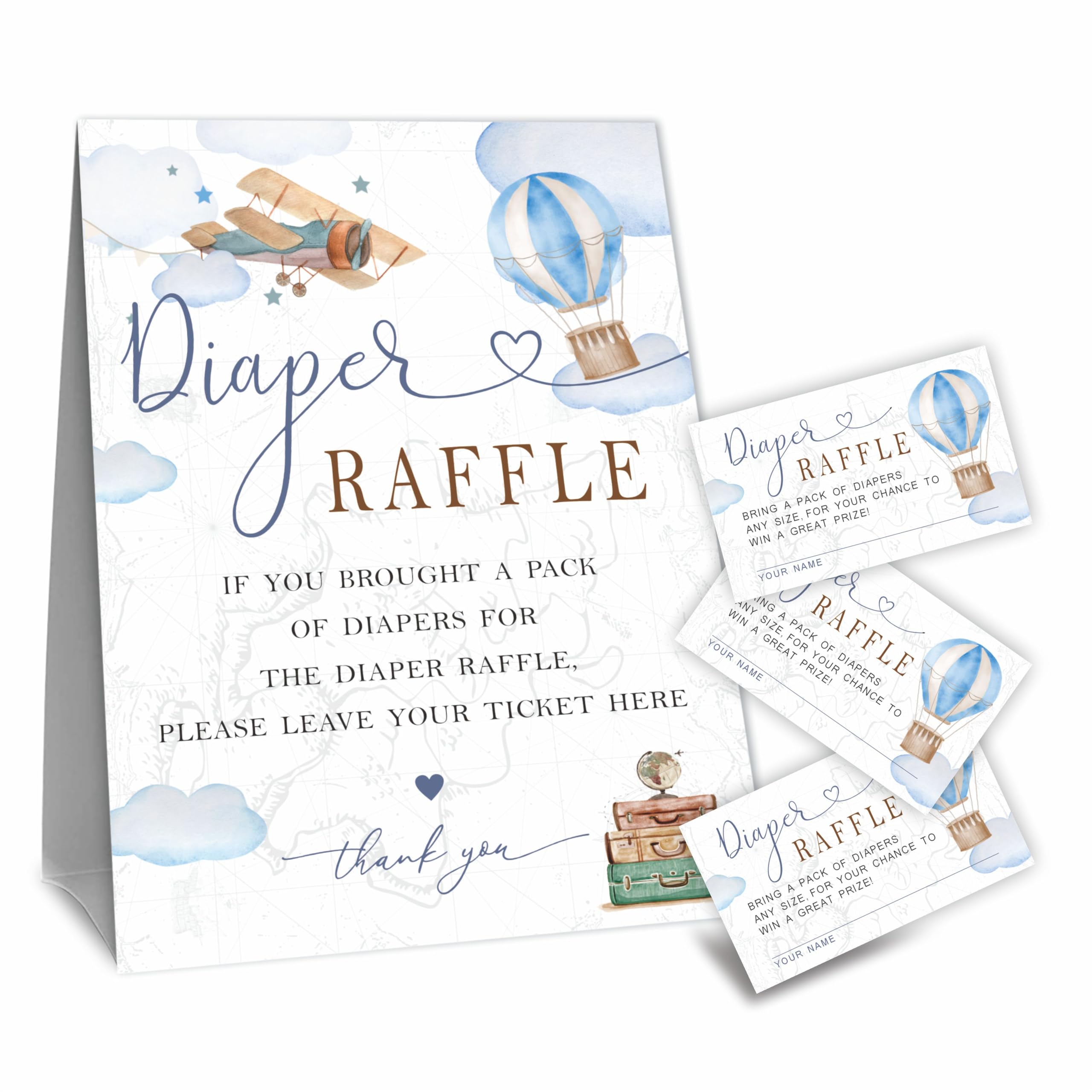 Amazon.com: Baby Shower Diaper Raffle Game Kit, Airplane & Hot Air ...