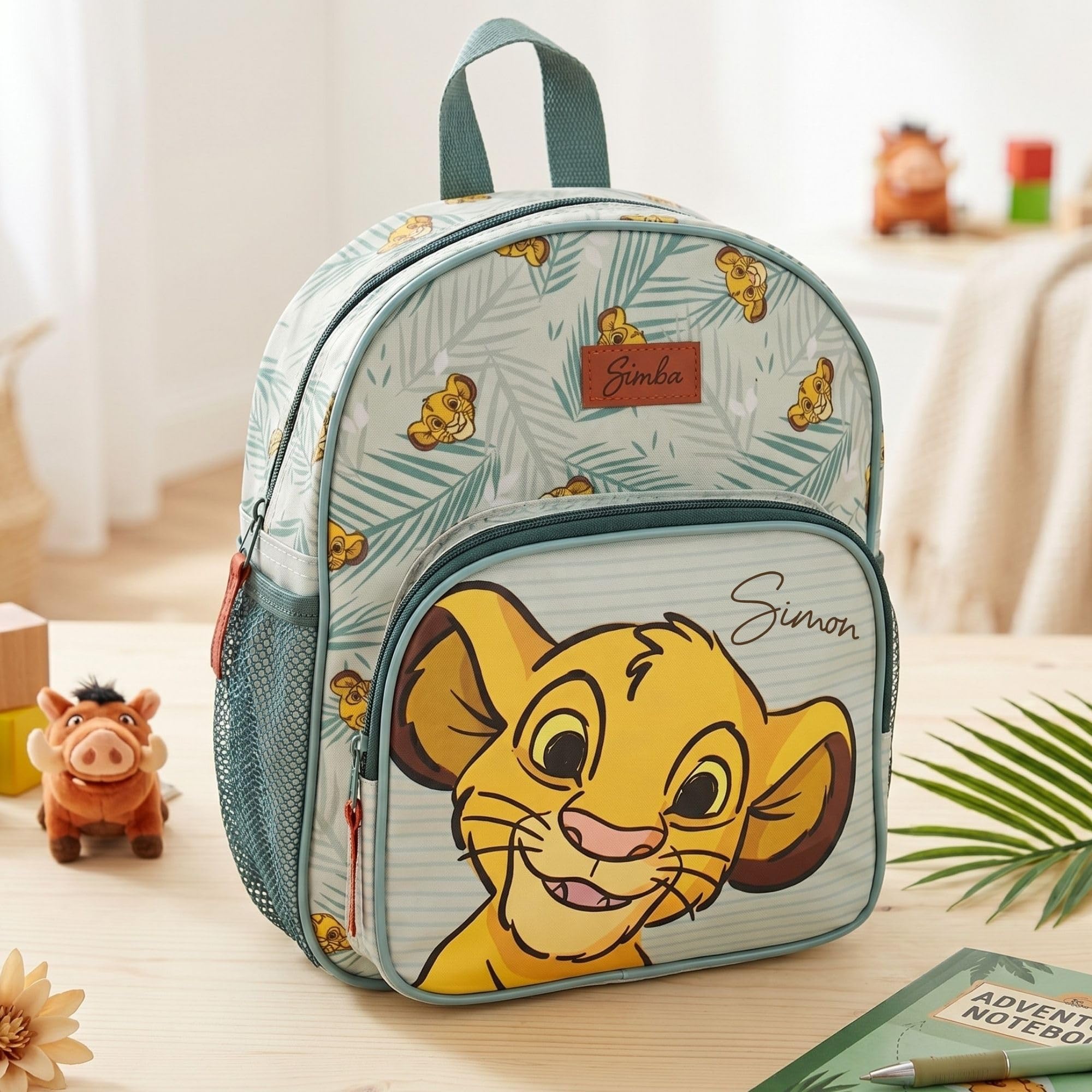 Sac à dos Disney Le Roi Lion Simba, petit sac à dos de maternelle pour enfants, avec 2 compartiments, personnalisable