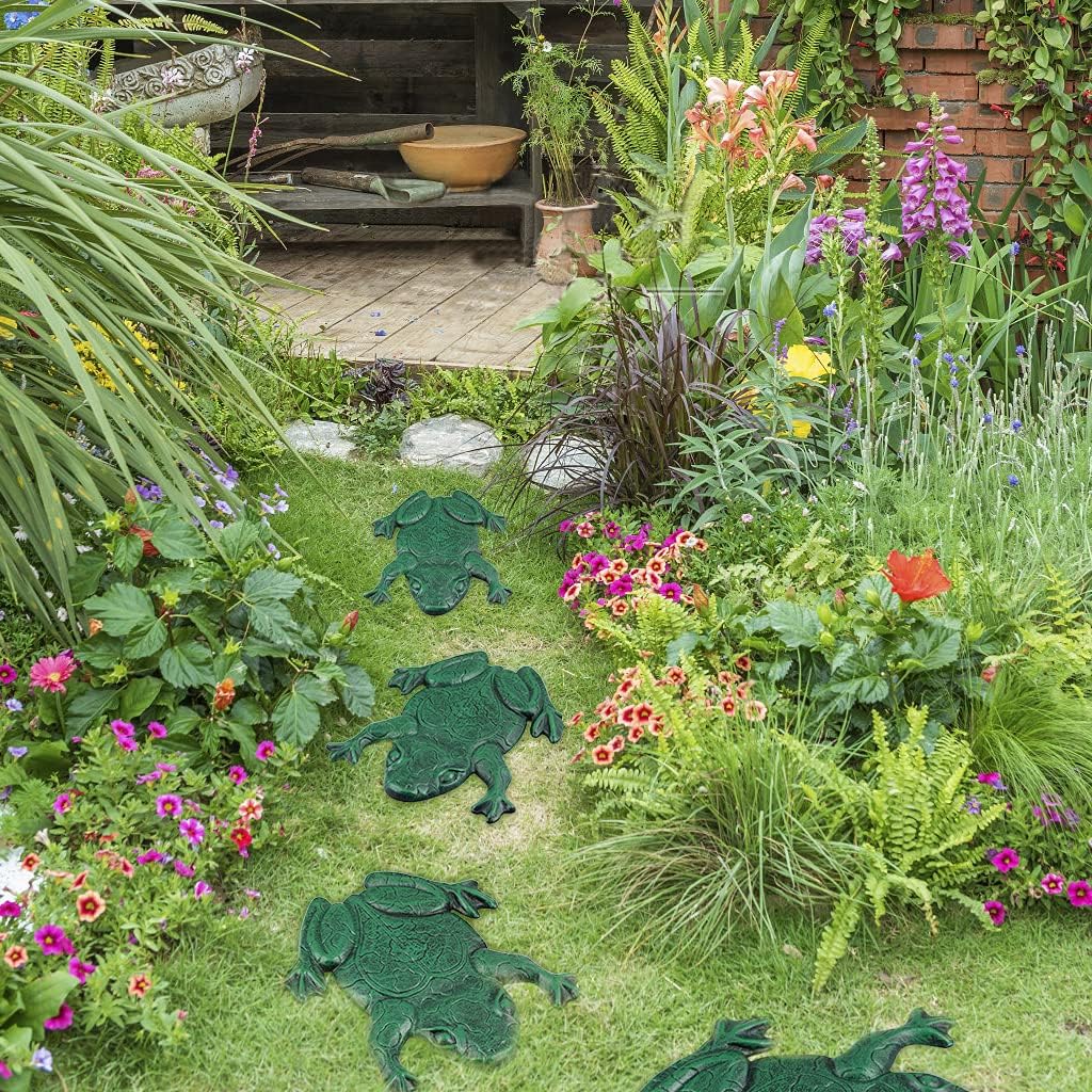 MDLUU Frog Stepping Stone, Cast Iron Frog Art, Decorative Flagstone for Garden Walkway, Yard, Patio Decor