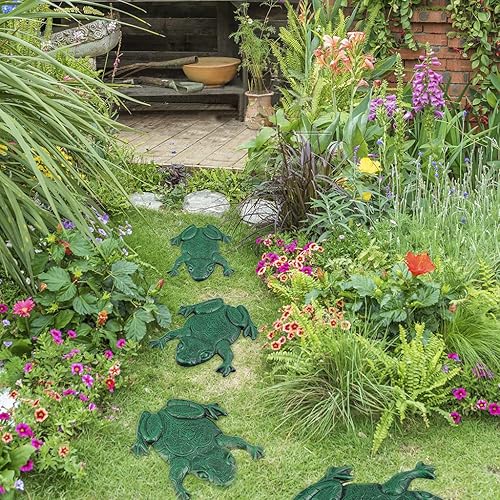 Miniatura 7 de MDLUU Piedra de paso de rana, arte de rana de hierro fundido, losa decorativa para jardín, pasarela, decoración de patio