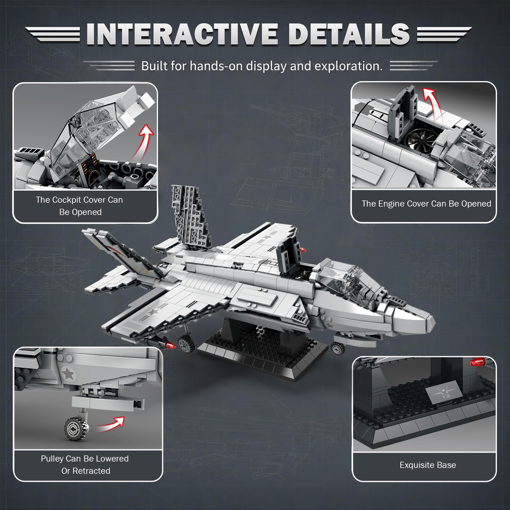 Amazon.com: JMBricklayer F-35 Fighter Jet Building Set, Aircraft