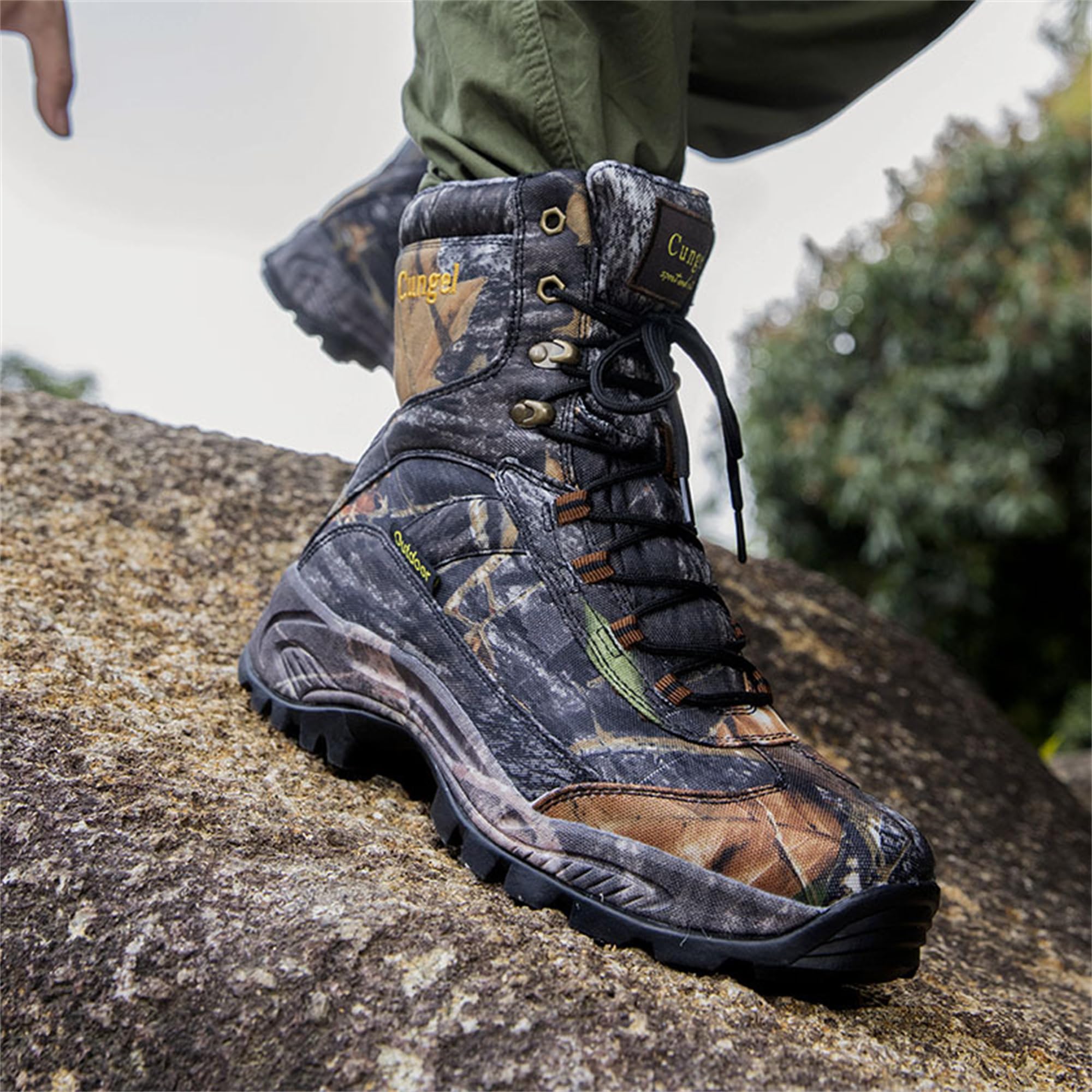 SANANG Scarponcini da Trekking e Caccia Mimetici da Uomo, Puntale Resistente agli Urti con Suola in Gomma Antiscivolo, 40-46
