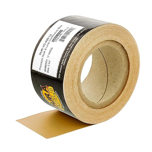 Dura-Gold Premium Grano 320 dorado Rollo de papel de lija continuo de Longboard con soporte de gancho y bucle, 2-34 pulgadas de ancho, 12 yardas