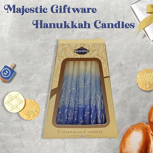 Miniatura 39 de Majestic Giftware Velas de Hanukkah CP11 45 velas de Janucá hechas a mano sin goteo para las 8 noches de Hanukkah Cera de alta calidad