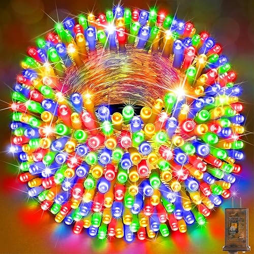 Miniatura 1 de SAUIRS Tira de 500 luces LED de Navidad de 197 pies para exteriores con 8 modos de temporizador, impermeable, enchufable, para exteriores,