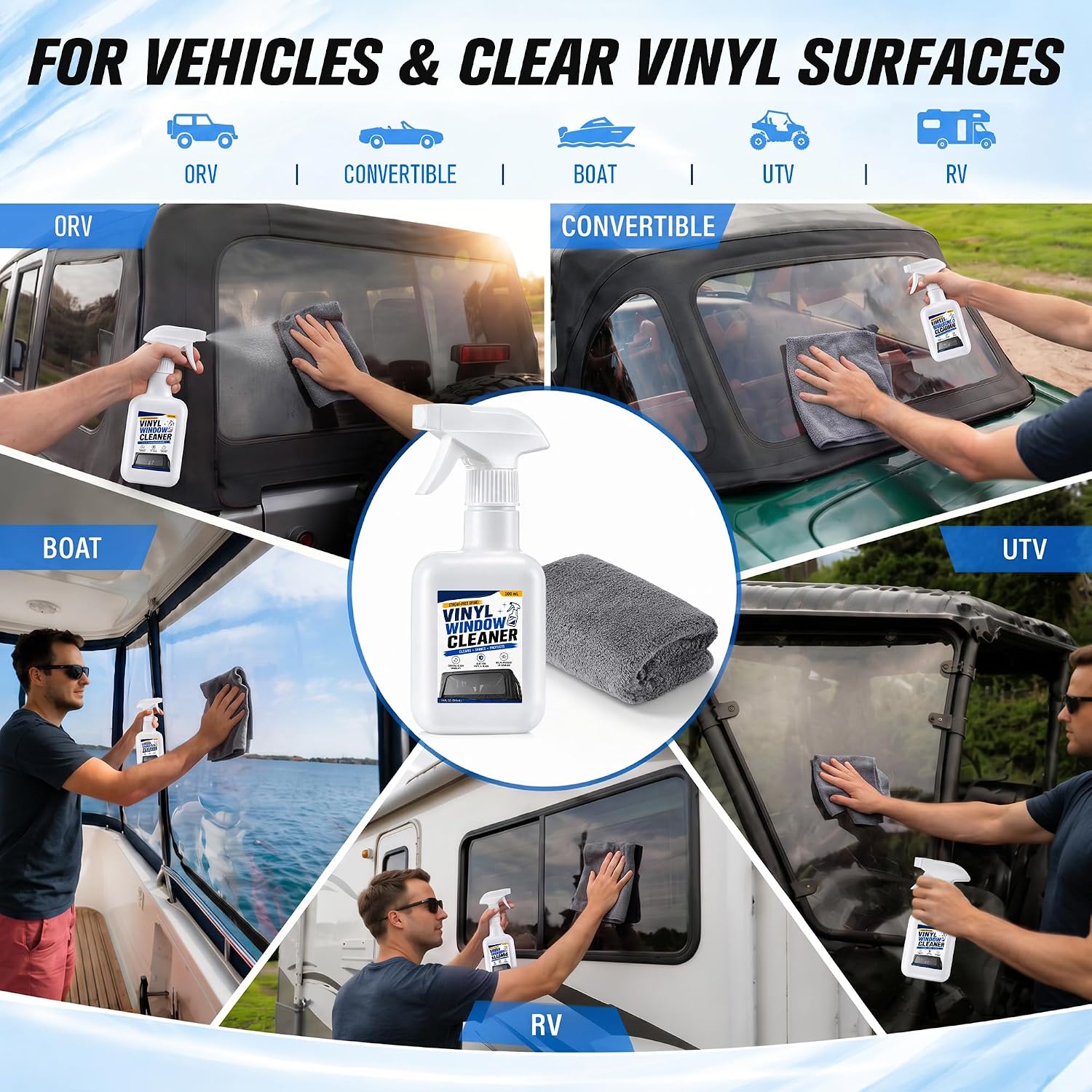 Saillong Soft Top Window Cleaner, Compatible with Jeep Wrangler, 10 Fl oz